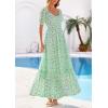 imagePRETTYGARDEN Womens Floral Boho Maxi Dresses Flowy Short Sleeve A Line Smocked Eyelet 2026 Summer Beach Vacation ClothesFloral Light Green