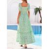imagePRETTYGARDEN Womens Floral Boho Maxi Dresses Flowy Short Sleeve A Line Smocked Eyelet 2026 Summer Beach Vacation ClothesFloral Light Green