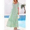 imagePRETTYGARDEN Womens Floral Boho Maxi Dresses Flowy Short Sleeve A Line Smocked Eyelet 2026 Summer Beach Vacation ClothesFloral Light Green