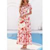 imagePRETTYGARDEN Womens Floral Boho Maxi Dresses Flowy Short Sleeve A Line Smocked Eyelet 2026 Summer Beach Vacation ClothesFloral Orange Red