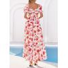 imagePRETTYGARDEN Womens Floral Boho Maxi Dresses Flowy Short Sleeve A Line Smocked Eyelet 2026 Summer Beach Vacation ClothesFloral Orange Red