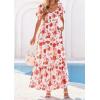 imagePRETTYGARDEN Womens Floral Boho Maxi Dresses Flowy Short Sleeve A Line Smocked Eyelet 2026 Summer Beach Vacation ClothesFloral Orange Red