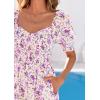 imagePRETTYGARDEN Womens Floral Boho Maxi Dresses Flowy Short Sleeve A Line Smocked Eyelet 2026 Summer Beach Vacation ClothesFloral Purple