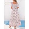 imagePRETTYGARDEN Womens Floral Boho Maxi Dresses Flowy Short Sleeve A Line Smocked Eyelet 2026 Summer Beach Vacation ClothesFloral Purple