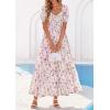 imagePRETTYGARDEN Womens Floral Boho Maxi Dresses Flowy Short Sleeve A Line Smocked Eyelet 2026 Summer Beach Vacation ClothesFloral Purple