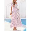 imagePRETTYGARDEN Womens Floral Boho Maxi Dresses Flowy Short Sleeve A Line Smocked Eyelet 2026 Summer Beach Vacation ClothesFloral Purple