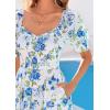 imagePRETTYGARDEN Womens Floral Boho Maxi Dresses Flowy Short Sleeve A Line Smocked Eyelet 2026 Summer Beach Vacation ClothesFloral White Blue