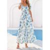 imagePRETTYGARDEN Womens Floral Boho Maxi Dresses Flowy Short Sleeve A Line Smocked Eyelet 2026 Summer Beach Vacation ClothesFloral White Blue