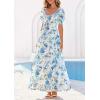 imagePRETTYGARDEN Womens Floral Boho Maxi Dresses Flowy Short Sleeve A Line Smocked Eyelet 2026 Summer Beach Vacation ClothesFloral White Blue