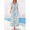 imagePRETTYGARDEN Womens Floral Boho Maxi Dresses Flowy Short Sleeve A Line Smocked Eyelet 2026 Summer Beach Vacation ClothesFloral White Blue