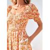 imagePRETTYGARDEN Womens Floral Boho Maxi Dresses Flowy Short Sleeve A Line Smocked Eyelet 2026 Summer Beach Vacation ClothesFloral White Orange Yellow