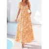 imagePRETTYGARDEN Womens Floral Boho Maxi Dresses Flowy Short Sleeve A Line Smocked Eyelet 2026 Summer Beach Vacation ClothesFloral White Orange Yellow