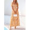 imagePRETTYGARDEN Womens Floral Boho Maxi Dresses Flowy Short Sleeve A Line Smocked Eyelet 2026 Summer Beach Vacation ClothesFloral White Orange Yellow
