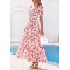 imagePRETTYGARDEN Womens Floral Boho Maxi Dresses Flowy Short Sleeve A Line Smocked Eyelet 2026 Summer Beach Vacation ClothesFloral White Red