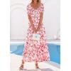 imagePRETTYGARDEN Womens Floral Boho Maxi Dresses Flowy Short Sleeve A Line Smocked Eyelet 2026 Summer Beach Vacation ClothesFloral White Red