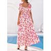 imagePRETTYGARDEN Womens Floral Boho Maxi Dresses Flowy Short Sleeve A Line Smocked Eyelet 2026 Summer Beach Vacation ClothesFloral White Red