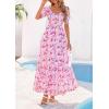 imagePRETTYGARDEN Womens Floral Boho Maxi Dresses Flowy Short Sleeve A Line Smocked Eyelet 2026 Summer Beach Vacation ClothesLeaves Pink