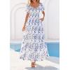 imagePRETTYGARDEN Womens Floral Boho Maxi Dresses Flowy Short Sleeve A Line Smocked Eyelet 2026 Summer Beach Vacation ClothesLeaves Sky Blue