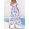 imagePRETTYGARDEN Womens Floral Boho Maxi Dresses Flowy Short Sleeve A Line Smocked Eyelet 2026 Summer Beach Vacation ClothesLeaves Sky Blue