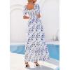 imagePRETTYGARDEN Womens Floral Boho Maxi Dresses Flowy Short Sleeve A Line Smocked Eyelet 2026 Summer Beach Vacation ClothesLeaves Sky Blue
