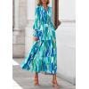 imagePRETTYGARDEN Womens Floral Maxi Dress 2026 Fall Long Sleeve V Neck A Line Long Flowy Spring Party Boho DressesBlue