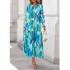 imagePRETTYGARDEN Womens Floral Maxi Dress 2026 Fall Long Sleeve V Neck A Line Long Flowy Spring Party Boho DressesBlue