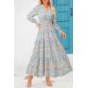 imagePRETTYGARDEN Womens Floral Maxi Dress 2026 Fall Long Sleeve V Neck A Line Long Flowy Spring Party Boho DressesFloral Blue White