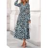 imagePRETTYGARDEN Womens Floral Maxi Dress 2026 Fall Long Sleeve V Neck A Line Long Flowy Spring Party Boho DressesFloral Blue Yellow