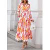 imagePRETTYGARDEN Womens Floral Maxi Dress 2026 Fall Long Sleeve V Neck A Line Long Flowy Spring Party Boho DressesFloral Brown Purple