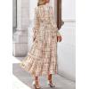 imagePRETTYGARDEN Womens Floral Maxi Dress 2026 Fall Long Sleeve V Neck A Line Long Flowy Spring Party Boho DressesFloral Khaki