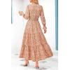 imagePRETTYGARDEN Womens Floral Maxi Dress 2026 Fall Long Sleeve V Neck A Line Long Flowy Spring Party Boho DressesFloral Orange