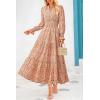 imagePRETTYGARDEN Womens Floral Maxi Dress 2026 Fall Long Sleeve V Neck A Line Long Flowy Spring Party Boho DressesFloral Orange
