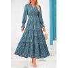 imagePRETTYGARDEN Womens Floral Maxi Dress 2026 Fall Long Sleeve V Neck A Line Long Flowy Spring Party Boho DressesFloral Purple Green