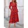 imagePRETTYGARDEN Womens Floral Maxi Dress 2026 Fall Long Sleeve V Neck A Line Long Flowy Spring Party Boho DressesFloral Red