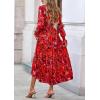imagePRETTYGARDEN Womens Floral Maxi Dress 2026 Fall Long Sleeve V Neck A Line Long Flowy Spring Party Boho DressesFloral Red
