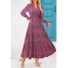 imagePRETTYGARDEN Womens Floral Maxi Dress 2026 Fall Long Sleeve V Neck A Line Long Flowy Spring Party Boho DressesFloral Red Black