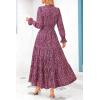 imagePRETTYGARDEN Womens Floral Maxi Dress 2026 Fall Long Sleeve V Neck A Line Long Flowy Spring Party Boho DressesFloral Red Black