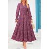 imagePRETTYGARDEN Womens Floral Maxi Dress 2026 Fall Long Sleeve V Neck A Line Long Flowy Spring Party Boho DressesFloral Red Black