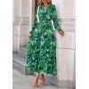 imagePRETTYGARDEN Womens Floral Maxi Dress 2026 Fall Long Sleeve V Neck A Line Long Flowy Spring Party Boho DressesGreen