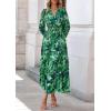 imagePRETTYGARDEN Womens Floral Maxi Dress 2026 Fall Long Sleeve V Neck A Line Long Flowy Spring Party Boho DressesGreen