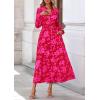imagePRETTYGARDEN Womens Floral Maxi Dress 2026 Fall Long Sleeve V Neck A Line Long Flowy Spring Party Boho DressesRed Big Floral