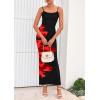 imagePRETTYGARDEN Womens Floral Maxi Dress Summer 2026 Sexy Spaghetti Strap Slip Bodycon Mesh Beach Vacation DressesFloral Black Red