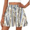 imagePRETTYGARDEN Womens Flowy Shorts Summer Fashion 2026 Beach Vacation Clothes Casual High Waist Wide Leg Ruffle ShortsPrint Blue Apricot