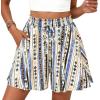 imagePRETTYGARDEN Womens Flowy Shorts Summer Fashion 2026 Beach Vacation Clothes Casual High Waist Wide Leg Ruffle ShortsPrint Blue Apricot