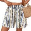 imagePRETTYGARDEN Womens Flowy Shorts Summer Fashion 2026 Beach Vacation Clothes Casual High Waist Wide Leg Ruffle ShortsPrint Blue Apricot