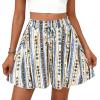 imagePRETTYGARDEN Womens Flowy Shorts Summer Fashion 2026 Beach Vacation Clothes Casual High Waist Wide Leg Ruffle ShortsPrint Blue Apricot