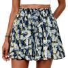 imagePRETTYGARDEN Womens Flowy Shorts Summer Fashion 2026 Beach Vacation Clothes Casual High Waist Wide Leg Ruffle ShortsPrint Blue Yellow