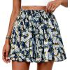 imagePRETTYGARDEN Womens Flowy Shorts Summer Fashion 2026 Beach Vacation Clothes Casual High Waist Wide Leg Ruffle ShortsPrint Blue Yellow