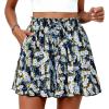 imagePRETTYGARDEN Womens Flowy Shorts Summer Fashion 2026 Beach Vacation Clothes Casual High Waist Wide Leg Ruffle ShortsPrint Blue Yellow