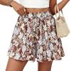 imagePRETTYGARDEN Womens Flowy Shorts Summer Fashion 2026 Beach Vacation Clothes Casual High Waist Wide Leg Ruffle ShortsPrint Brown